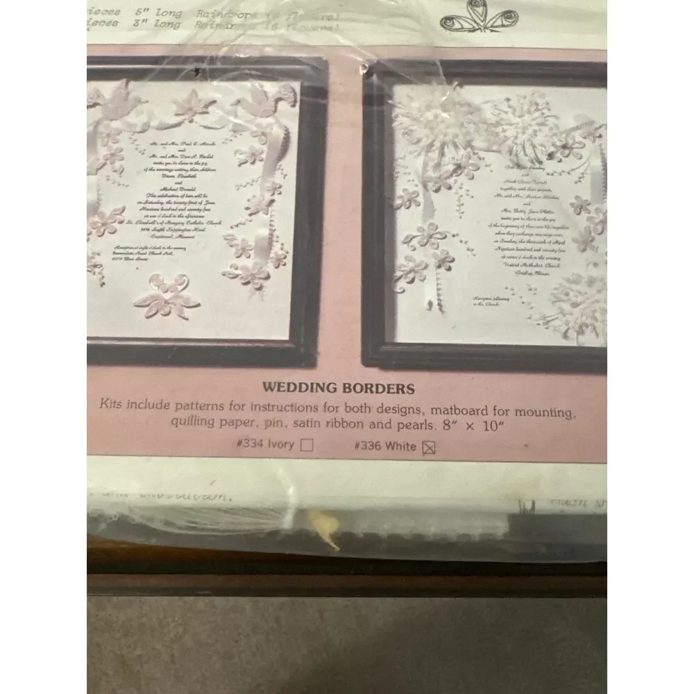Vintage 1979 Quill Art Quilling Kit White Wedding Borders